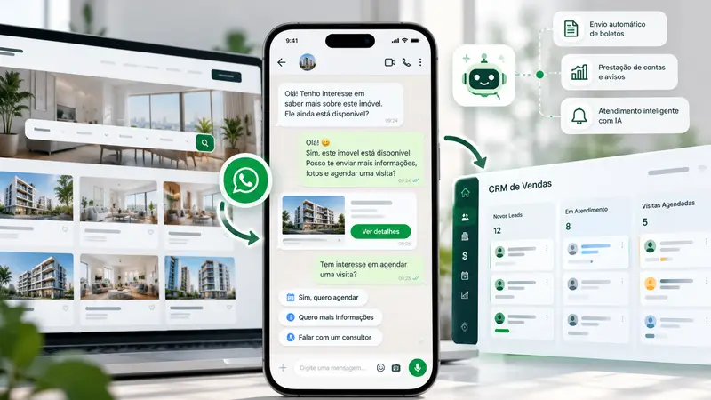 WhatsApp para imobiliárias: API oficial da Meta, IA e CRM integrados